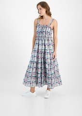 Nautica Jeans Women's Plaid-Print Ruffle-Trim Maxi Dress - Nigh Sky M