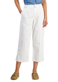 Nautica Jeans Women's Pleated Seamed Cropped Chino Pants - White