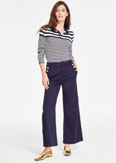 Nautica Jeans Women's Solid Wide-Leg Sailor Pants - Night Sky