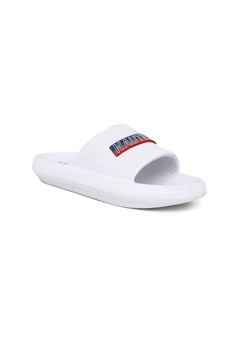 Nautica Kids' Slide Sandal in White/Navy/Red at Nordstrom Rack