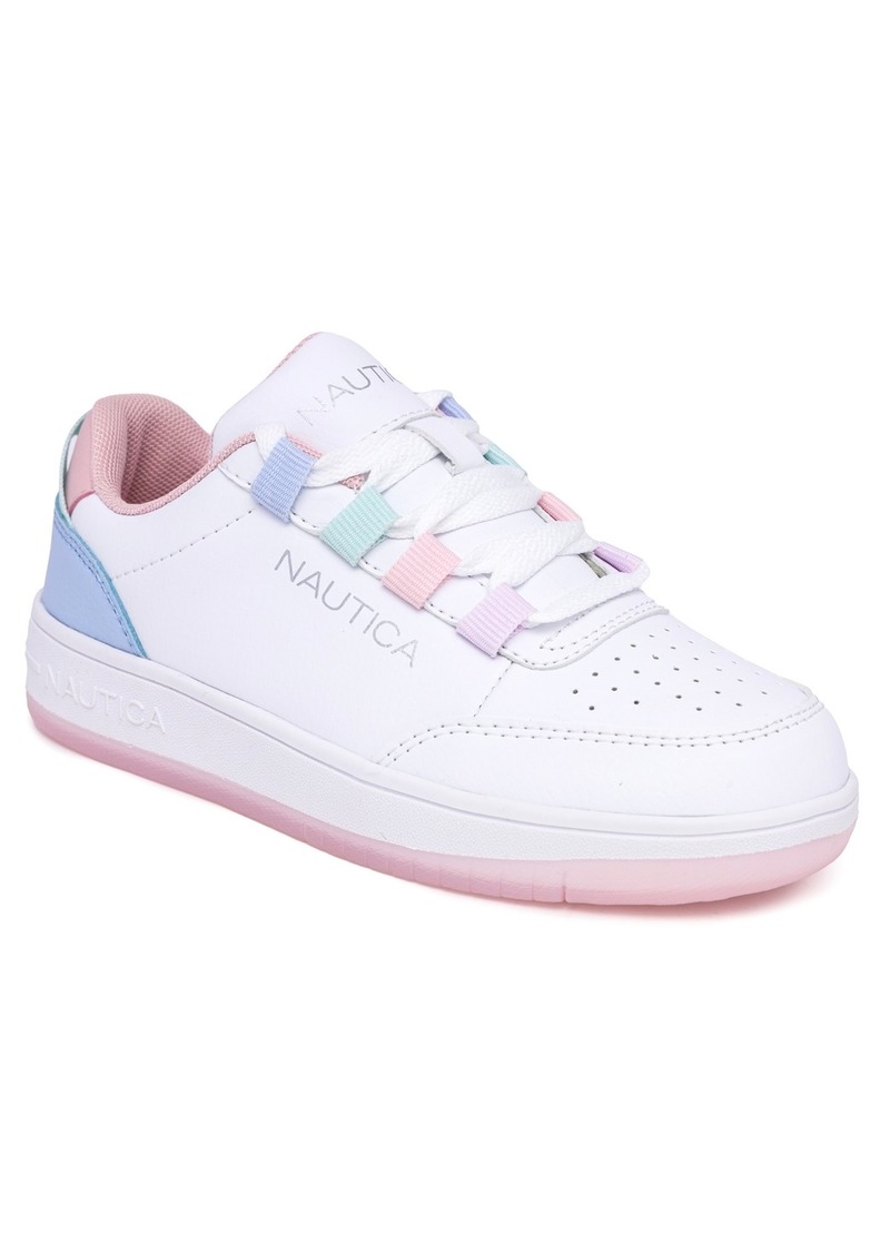 Nautica Little and Big Girls Sammira Casual Sneakers - White Pastel
