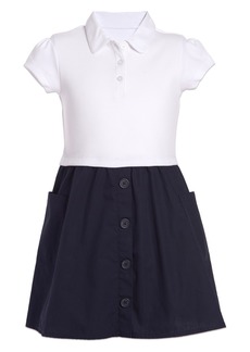 Nautica Little Girls Uniform 2 Tone Interlock Dress - Navy