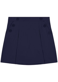 Nautica Little Girls Uniform Button Pockets Elastic Waist Scooter Skorts - Navy