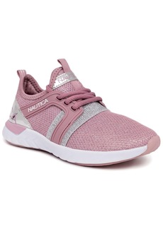 Nautica Big Girls Parks Youth Athletic Lace Up Sneakers - Dark Blush Silver Mesh