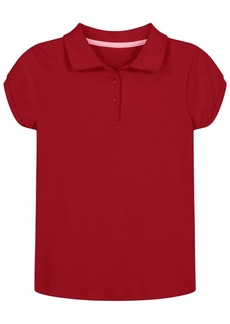 Nautica Little Girls Uniform Short Sleeve Interlock Polo Shirt - Red