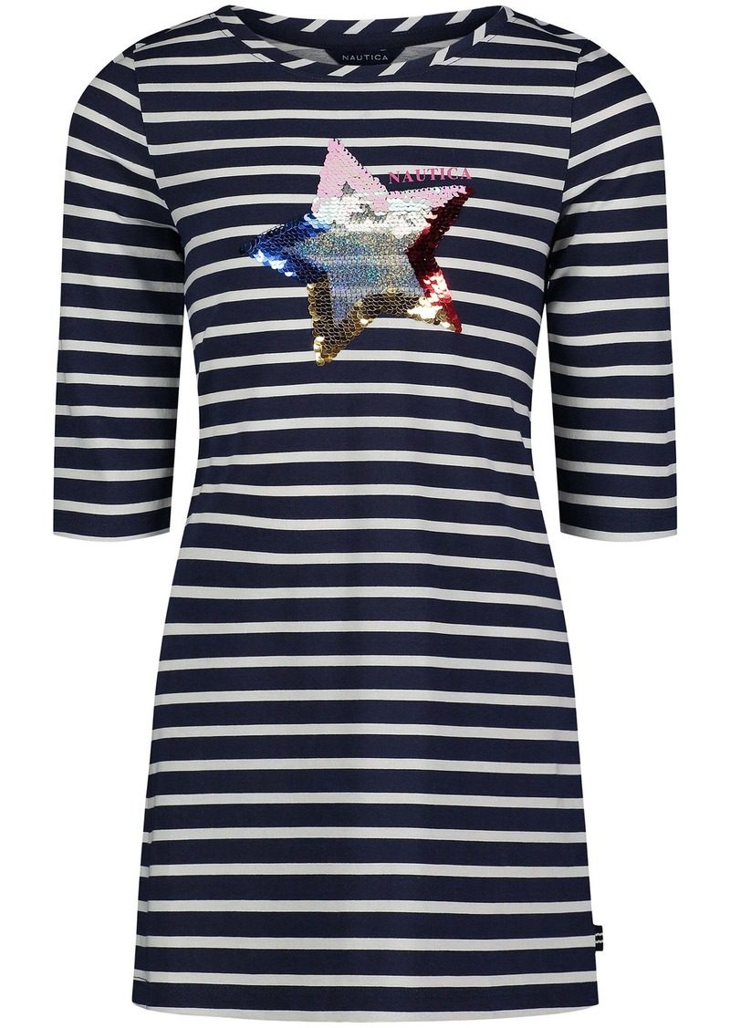 Nautica Little Girls Stripes And Sequins Dress (4-6X)