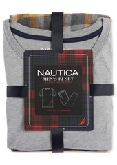 Nautica Men's 2-Pc. Classic-Fit Solid T-Shirt & Plaid Flannel Pajama Pants Set - Grey Heather
