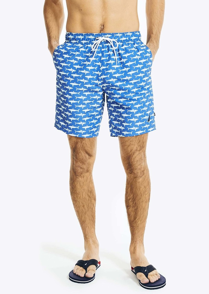 Nautica Mens 8 Sustainably Crafted Shark Print Swim