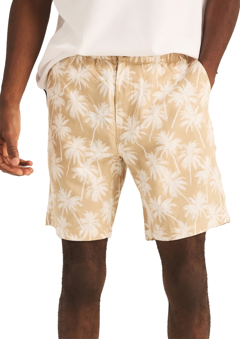 "Nautica Men's 8.5"" Linen Blend Flat Front Palm Tree Graphic Deck Shorts - Twill Chino"