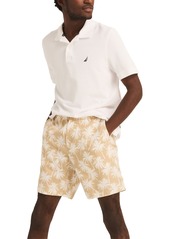 "Nautica Men's 8.5"" Linen Blend Flat Front Palm Tree Graphic Deck Shorts - Twill Chino"