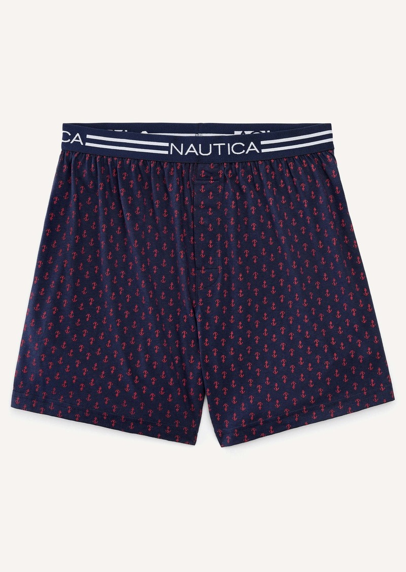 Nautica Mens Anchor Print Knit Boxer