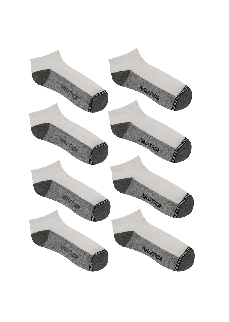 Nautica Mens Athletic Core Quarter Socks, 8-Pack