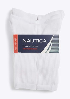 Nautica Mens Athletic Crew Socks, 5-Pack