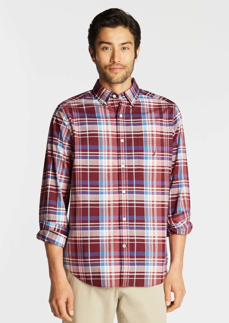 Nautica Mens Big & Tall Classic Fit Stretch Poplin Shirt In Plaid