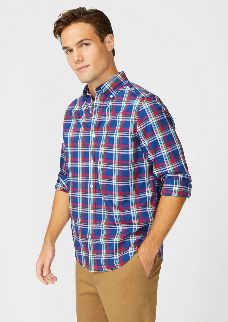 Nautica Mens Big & Tall Classic Fit Wrinkle-Resistant Plaid Shirt