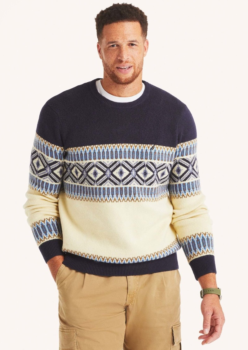 Nautica Mens Big & Tall Fair Isle Crewneck Sweater