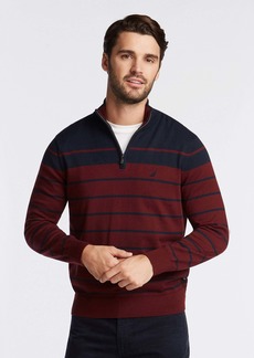 Nautica Mens Big & Tall Navtech Striped Quarter-Zip Sweater