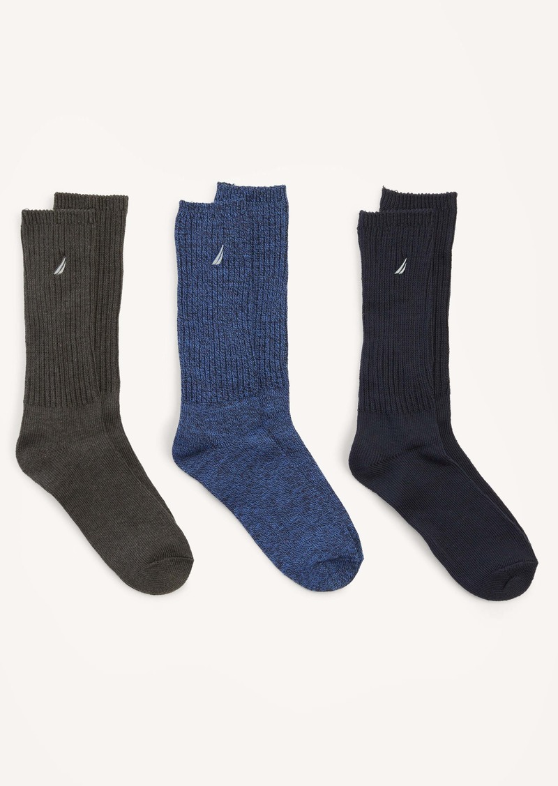 Nautica Mens Casual Crew Socks, 3-Pack