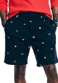 "Nautica Men's Classic-Fit 8.5"" Stretch Embroidered Flag Shorts - Navy Seas"
