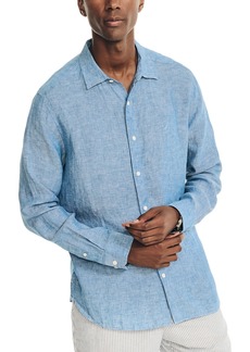 Nautica Men's Classic-Fit Long-Sleeve Button-Up Solid Linen Shirt - Snorkel Blue