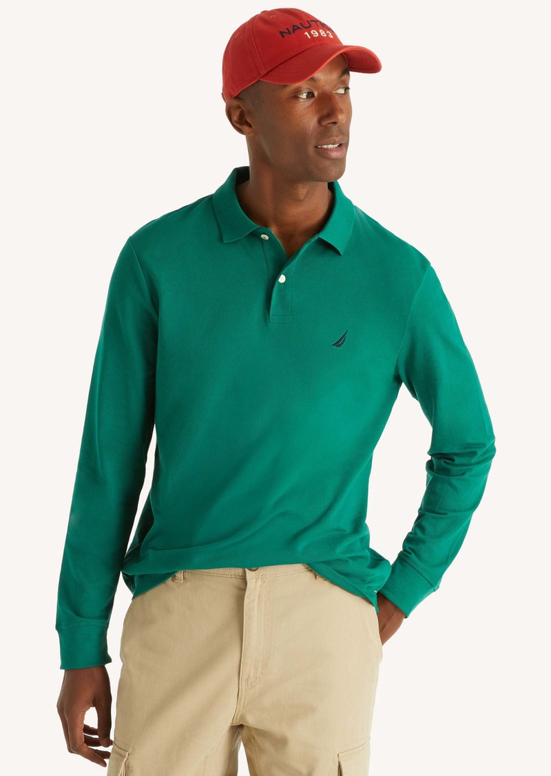 Nautica Mens Classic Fit Long-Sleeve Deck Polo