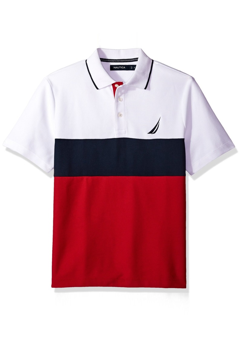 Nautica Men's Slim Fit Short Sleeve Solid Pique Logo Polo Shirt