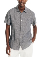 Nautica Men's Classic-Fit Solid Linen Short-Sleeve Shirt - Navy Seas