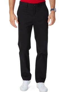 Nautica Men's Classic-Fit Stretch Solid Flat-Front Chino Deck Pants - True Black