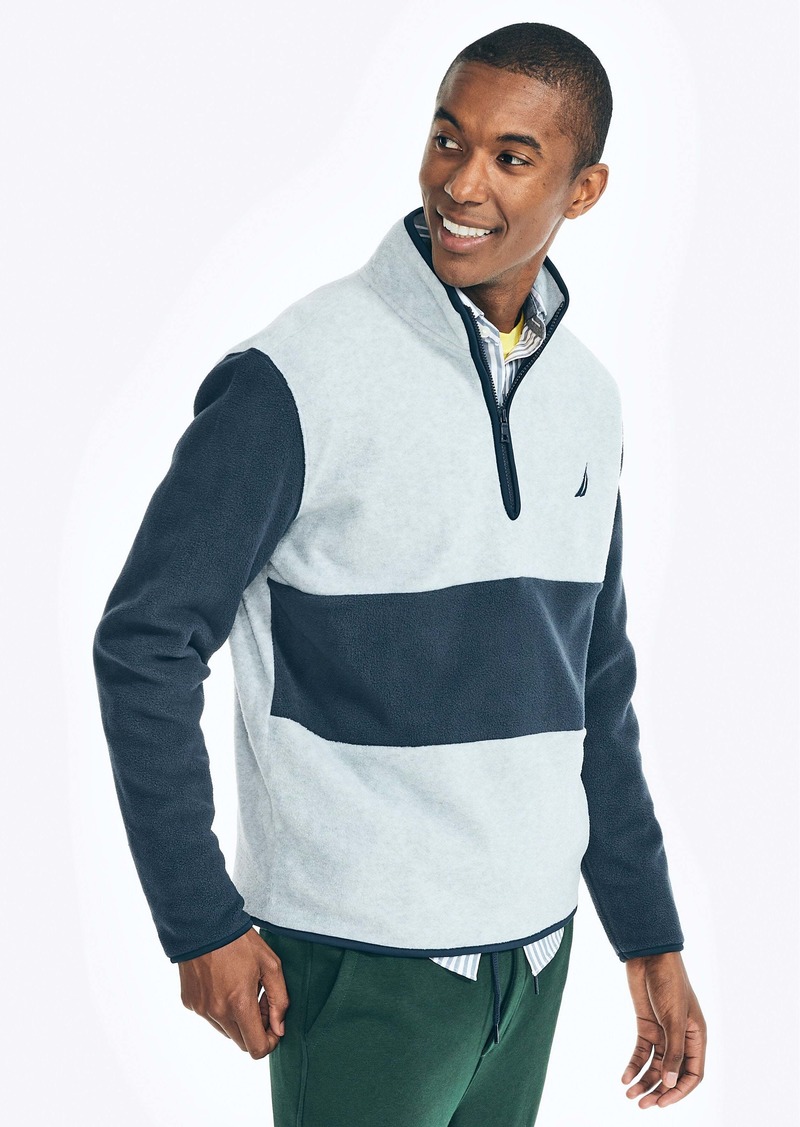 Nautica Mens Colorblock Quarter-Zip Nautex Fleece