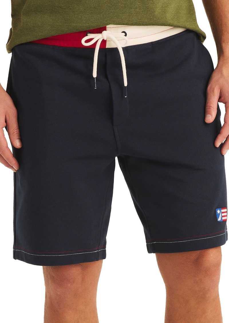 "Nautica Men's Colorblocked 9"" Terry Shorts - Navy Seas"