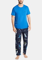 Nautica Men's Cotton Sailboat-Print Pajama Pants - Navy