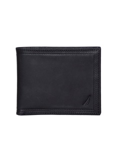Nautica Men's Credit Card Bifold Leather Wallet - Black