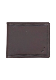 Nautica Men's Credit Card Bifold Leather Wallet - Brown