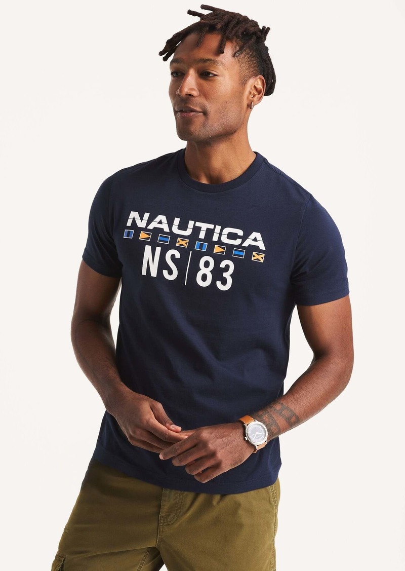 Nautica Mens Foil Ns-83 Logo Graphic T-Shirt