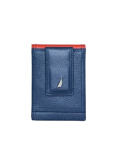 Nautica Men's Front Pocket Leather Wallet - Navy, Red