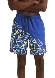 "Nautica Men's Heritage Diagonal Full Elastic 8"" Swim Trunks - Bright Cobalt"