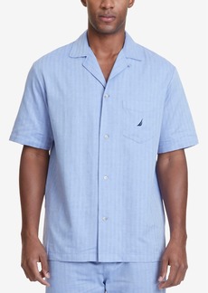 Nautica Men's Herringbone Comfort Cotton Pajama Shirt - Cornflower