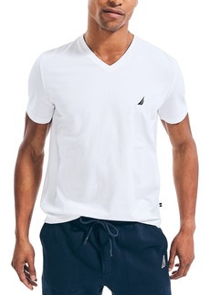 Nautica Men's J-Class Logo Classic-Fit Cotton V-Neck T-Shirt - Bright White