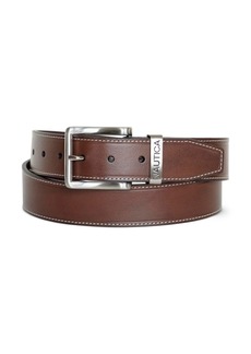 Nautica Men's Leather Jean Belt with Signature Engraved Keeper - Brown