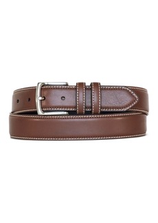 Nautica Men's Logo Inlay Ornament Leather Belt - Brown
