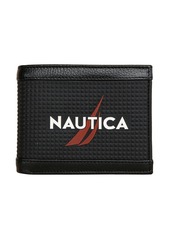 Nautica Men's Logo Rubber Leather Bifold Wallet - Navy