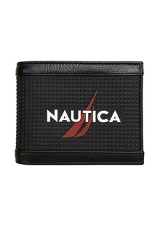 Nautica Men's Logo Rubber Leather Bifold Wallet - Black