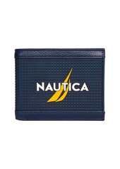 Nautica Men's Logo Rubber Leather Bifold Wallet - Black
