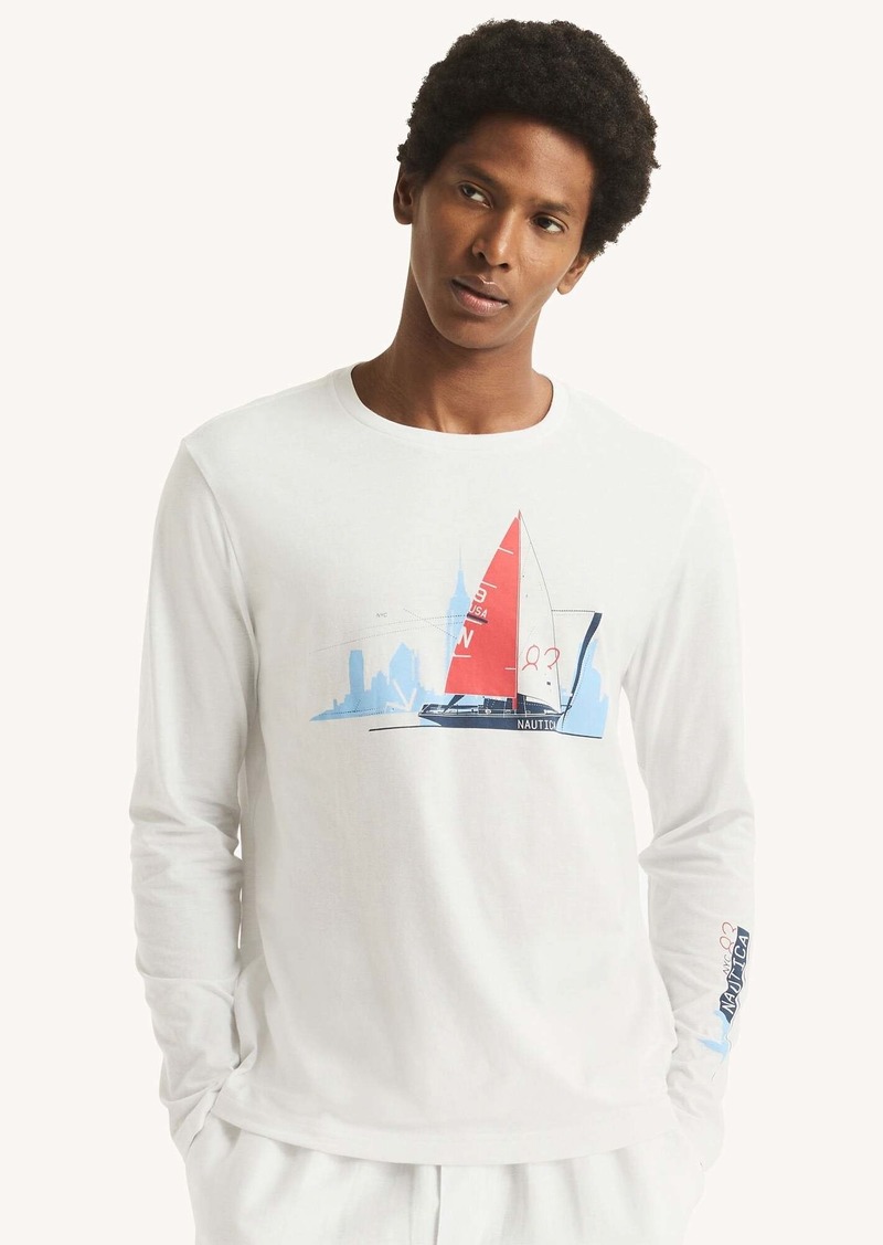 Nautica Mens Long-Sleeve Graphic T-Shirt