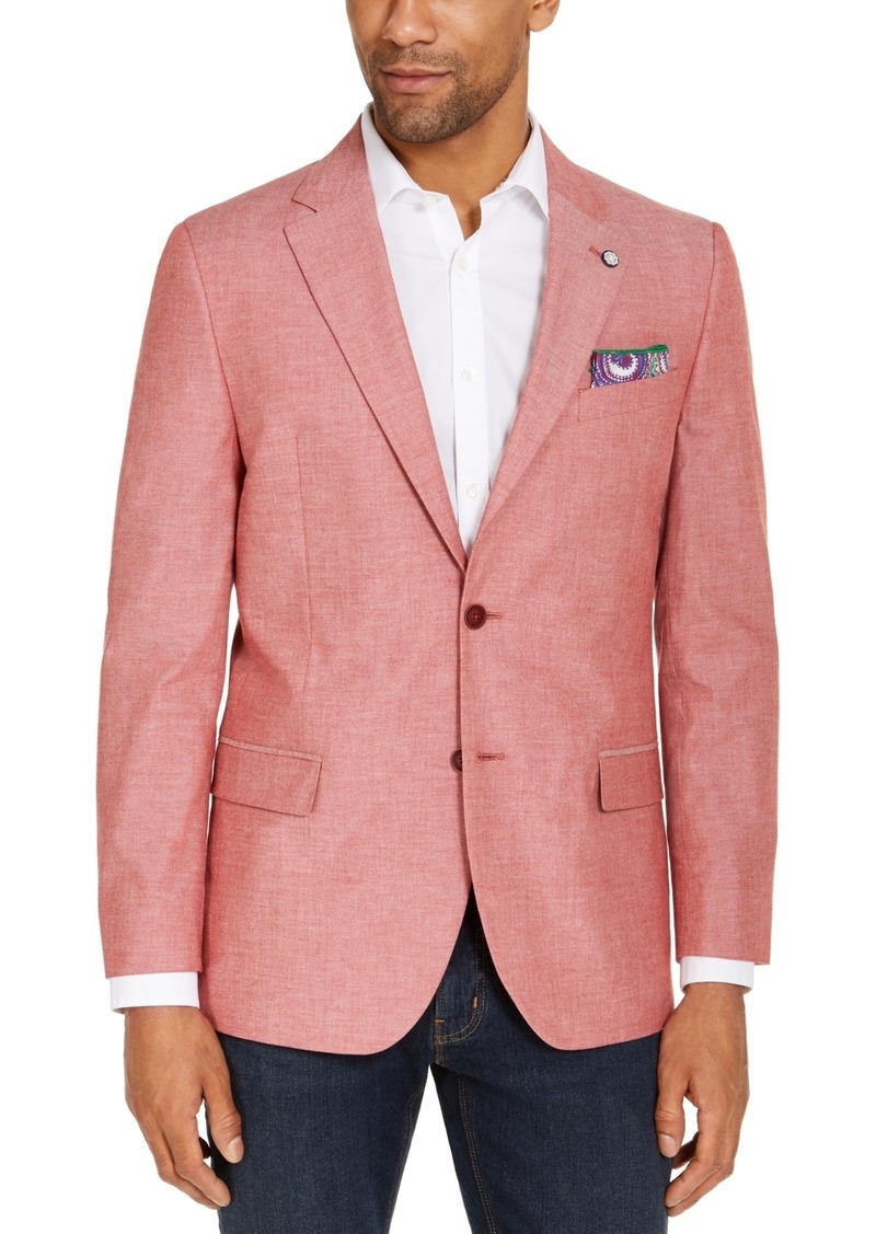 Nautica Men's Modern-Fit Chambray Sport Coat - Red