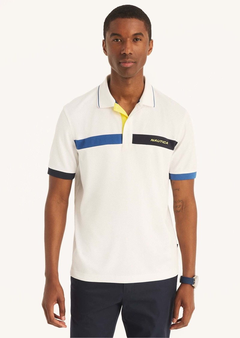 Nautica Mens Navtech Sustainably Crafted Classic Fit Colorblock Polo