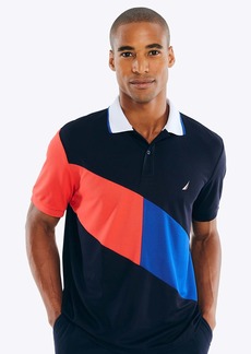 Nautica Mens Navtech Sustainably Crafted Classic Fit Diagonal Stripe Polo