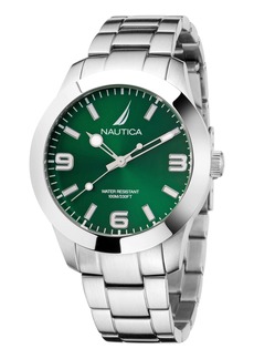 Nautica Mens Pacific Beach Stainless Steel 3-Hand Watch