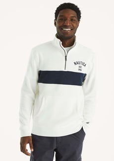 Nautica Mens Quarter-Zip Colorblock Sweatshirt