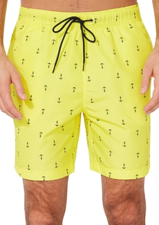 "Nautica Men's Quick-Dry Anchor-Print 8"" Swim Trunks - Blazing Yellow"